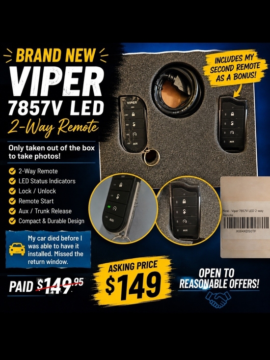 Pit Viper Other - 7857V LED 2-Way Car Starter Remote Car Alarm Key Fob - Black